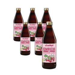 SÆT 6 x Kombucha kirsebær-mynte BIO 330 ml