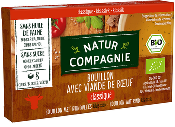 Bouillon - oksekødsterninger uden tilsat sukker BIO (8 x 12 g) 96 g - Natur Compagnie
