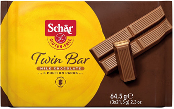 Twin bar - glutenfri vafler med chokoladeovertræk 3 x 21,5 g - Schar