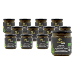 KIT 12 x Grøn jalapeno-peberfrugt skåret i saltlage BIO 350 g (130 g)