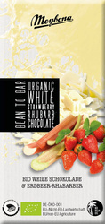 Hvid chokolade med jordbær og rabarber bio 100 g - Meybona