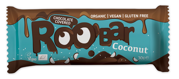 Kokosnøddebar med mørk chokoladeovertræk glutenfri BIO 30 g - Roobar