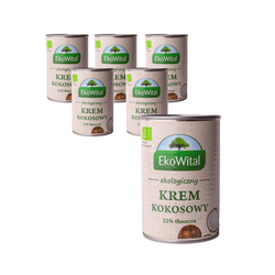 SÆT 6 x Kokosnøddecreme 22% fedt (kokosmælk) bio 400 ml