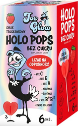 Holopops sukkerfri jordbær-immunitetsslikkepind (6 stk.) 36 g - HOLOPOPS