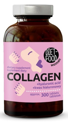 Kollagen med hyaluronsyre kosttilskud 300 tabletter - DIET-FOOD