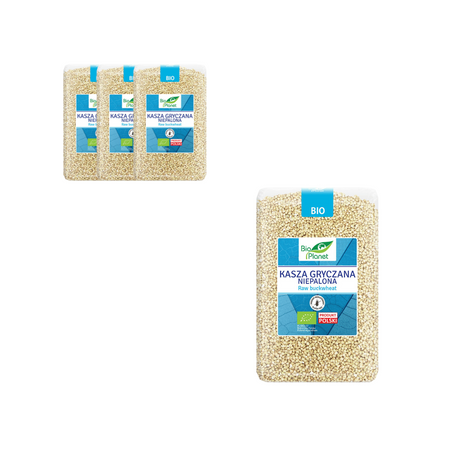 SET 4 x glutenfri ikke-ristede boghvedegryn bio 2 kg