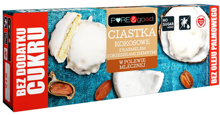 Kokoskiks med karamel og peanuts i mælkeglasur uden tilsat sukker 128g