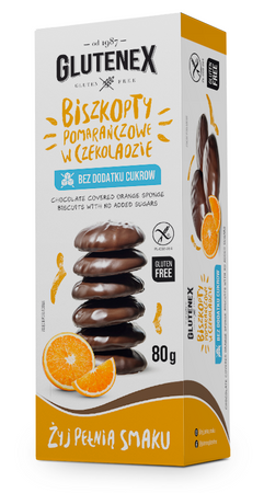 Glutenfri appelsinkager med chokoladeovertræk uden tilsat sukker 80 g - Glutenex