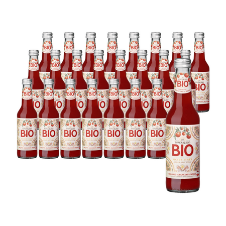SÆT 24 x Rød orange kulsyreholdig drik BIO 275 ml