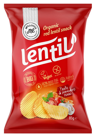 Chips af røde linser med pesto rosso smag glutenfri BIO 85 g