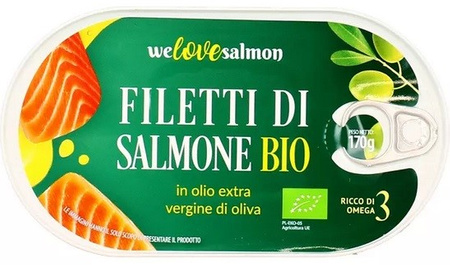 Laksefilet i ekstra jomfruolie BIO 170g/100g