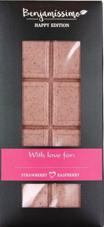 Vegansk chokolade med jordbær-hindbær bio 60 g