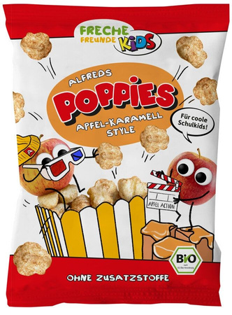 Økologiske majspuffede ris snacks med æble-karamel smag, glutenfri for børn 40 g – Freche Freunde