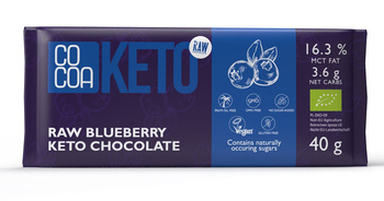 Keto-chokolade med bær og mct-olie uden tilsat sukker BIO 40 g - Kakao