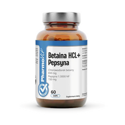 Betain + pepsin glutenfrit kosttilskud 60 kapsler - PHARMOVIT (Clean Label)