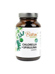 Chlorella + Spirulina bio kosttilskud 300 tabletter 120 g (400 mg) - Batom