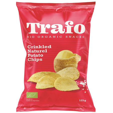 Saltede crinkle chips bio 125 g - TRAFO