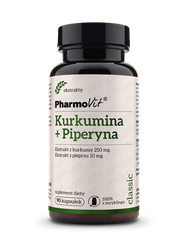 Curcumin + piperin kosttilskud 90 kapsler 41,4 g - Pharmovit