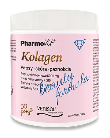 Kollagen med fersken- og banansmag Beauty Formula kosttilskud 174 g - Pharmovit