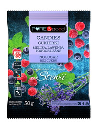 Sukkerfri stevia-slik med citronmelisse, lavendel og skovfrugter 50 g - Pure&amp;Good