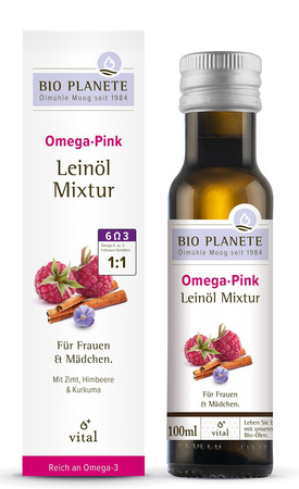 Omega pink - linolieblanding (hindbær, kanel, gurkemeje) bio 100 ml - BIO PLANETE