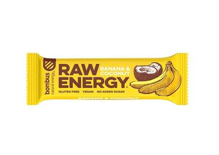 SÆT 20 x RAW ENERGY banan-kokosnød glutenfri bar 50 g