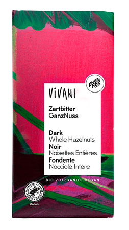 Bitter chokolade med hele nødder BIO 100 g