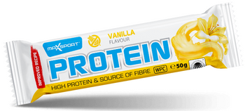 Glutenfri proteinbar med vaniljesmag og hvid belægning 50 g - MAXSPORT