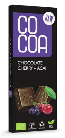 Rå kirsebær - acai chokolade bio 40 g - COCOA