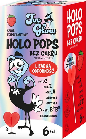SÆT 30 x Holopops sukkerfri jordbær-immunitetsslikkepind (6 stk.) 36 g - HOLOPOPS