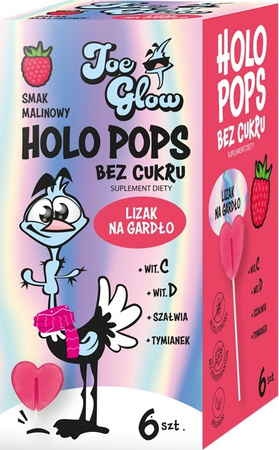 Holopops sukkerfri hindbærhalsslikkepind (6 stk.) 36 g - HOLOPOPS