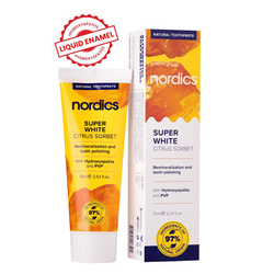 Superhvid remineraliserende tandpasta med flydende emalje uden fluor 75 ml - NORDICS
