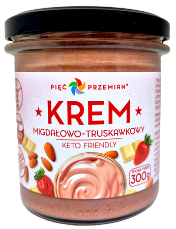 Mandel-chokolade-jordbær smørepålæg uden tilsat sukker glutenfri keto 300 g – Pięć Przemian