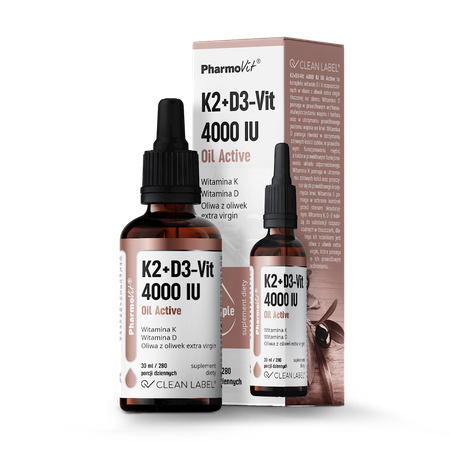 Vitamin K2 + D3 dråber (75 mcg + 100 mcg) glutenfrit kosttilskud 30 ml - Pharmovit