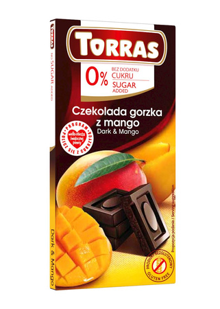 Mango bitter chokolade uden tilsat sukker glutenfri 75 g - Torras