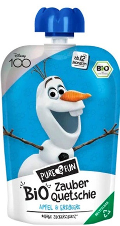 SÆT 10 x Æble-jordbærpuré BIO 100 g Olaf-land of ice - PURE&FUN