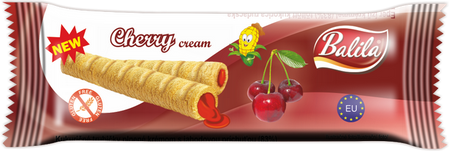 Glutenfri, flødefyldte majsmelrør med kirsebærsmag 18 g - Balila