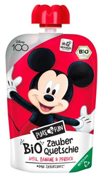 Æble-banan-ferskenpuré BIO 100 g Mickey Mouse - PURE&FUN