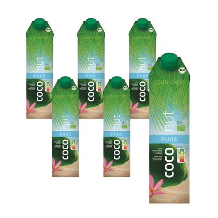 SÆT med 6 x aqua Verde kokosvand BIO 1 i - aqua Verde