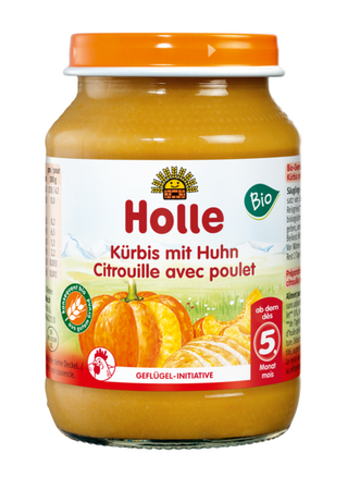 Obiadek dynia z kurczakiem bez dodatku cukrów bezglutenowy od 5 miesiąca BIO 190 g (słoik) - Holle