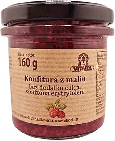 Erythritol-sødet hindbærmarmelade uden sukker 160 g
