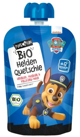 Jordbær-hindbærpuré med havre BIO 100 g Psi Patrol- Chase - PURE&FUN