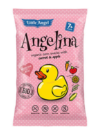 Mini angelina gulerods- og æblemajschips fra 7 måneder glutenfri bio 30g - Little Angel