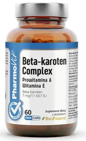 Beta-caroten Complex glutenfrit kosttilskud 60 kapsler - Pharmovit (Clean Label)