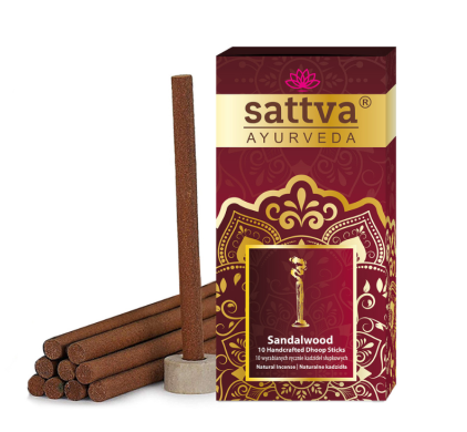 Indiske røgelsespinde af sandeltræ (10 stk.) 20 g - Sattva (Ayurveda)