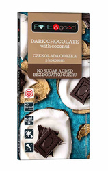 Bitter chokolade med kokosnød uden tilsat sukker 75 g - Pure&Good