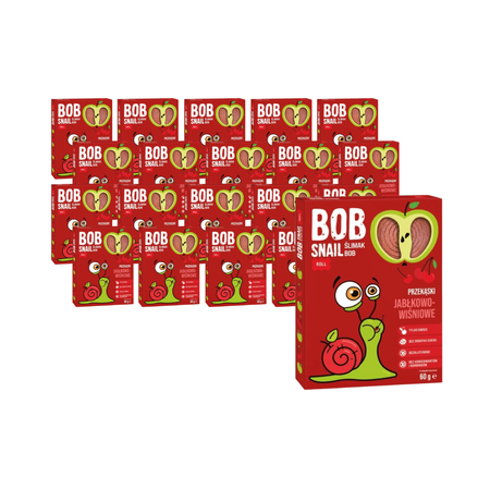 SÆT 20 x Frugtsnack med æble og kirsebær uden tilsat sukker 60 g