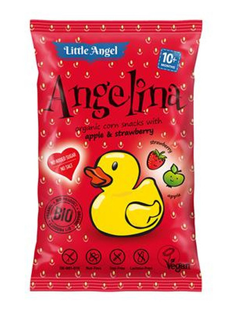 KIT 8 x Angelina majschips jordbær og æble, fra 10 måneder, glutenfri bio 30 g