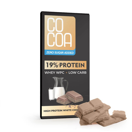 Protein hvid chokolade med WPC-protein uden tilsat sukker 65 g - COCOA