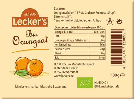 SÆT 10 x Kandiseret appelsinskal bio 100 g